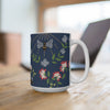 Floral Bee 15oz Ceramic Mug — Navy Wildflower Coffee Cup