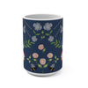 Floral Bee 15oz Ceramic Mug — Navy Wildflower Coffee Cup