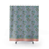 Whimsical Floral Shower Curtain - Blue Flowers in Diamonds