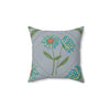 Floral Faux Suede Square Pillow for Home Decor