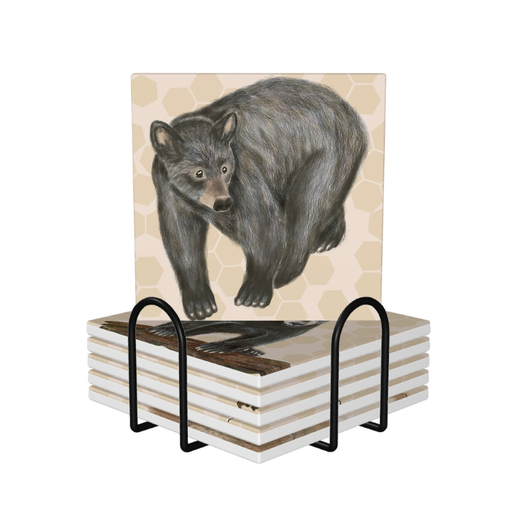 Square Ceramic Coasters 6 pcs squirrel fox and Bears – Amelia Rita