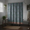 Whimsical Floral Shower Curtain - Blue Flowers in Diamonds