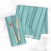 Stylish Cotton Twill Napkin Set - of Stripe Navy on Aqua